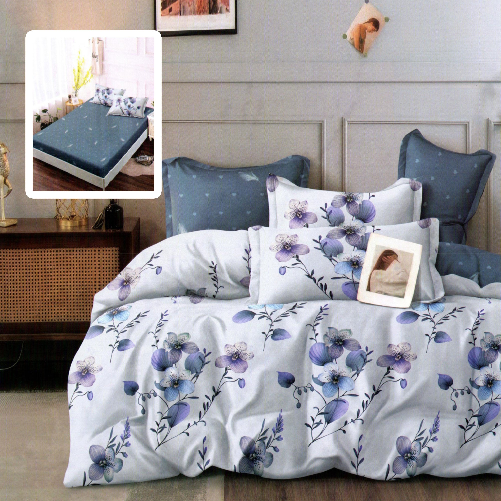 LENJERIE FINET 6 PIESE CU HUSĂ - 160x200 ȘI 180x200 (VICTORIA-VH)